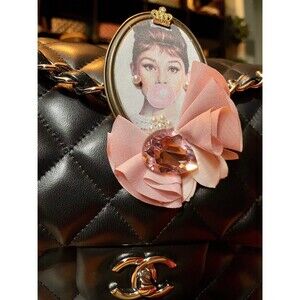 Audrey Hepburn Brooch Pin with Crystal and Pearls